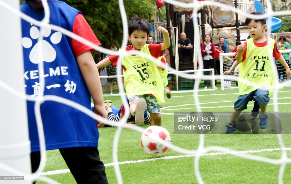 Children Attend Football Contest Before International Children's Day In Luoyang