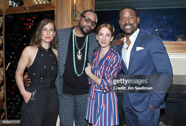 Actors Miriam Shor, Brian Tyree Henry, Molly Bernard and Sterling K. Brown attend the screening after party for "Hotel Artemis" hosted by Global Road...