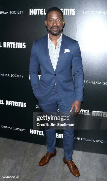 Actor Sterling K. Brown attends the screening of "Hotel Artemis" hosted by Global Road Entertainment with The Cinema Society at the Quad Cinema on...