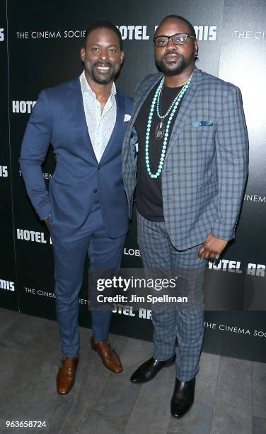 Actors Sterling K. Brown and Brian Tyree Henry attend the screening of "Hotel Artemis" hosted by Global Road Entertainment with The Cinema Society at...