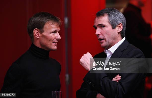 Teddy Sheringham and Alan Hansen attend the PokerStars Chips For Charity Tournament at the Les Abassadeurs Club on February 2, 2010 in London,...