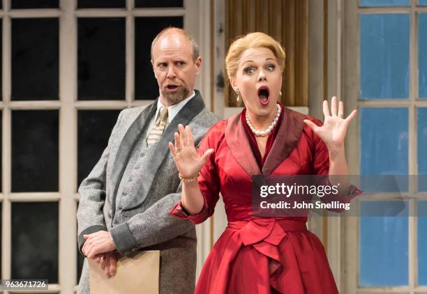 William Dazeley as The Count and Miah Persson as The Countess perform on stage during a performance of 'Capriccio' by Richard Strauss at Garsington...