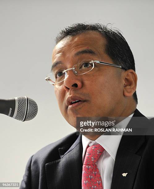 Emirsyah Satar, president and CEO of Garuda Indonesia speaks to reporters during a press conference at the Singapore Airshow in Singapore on February...