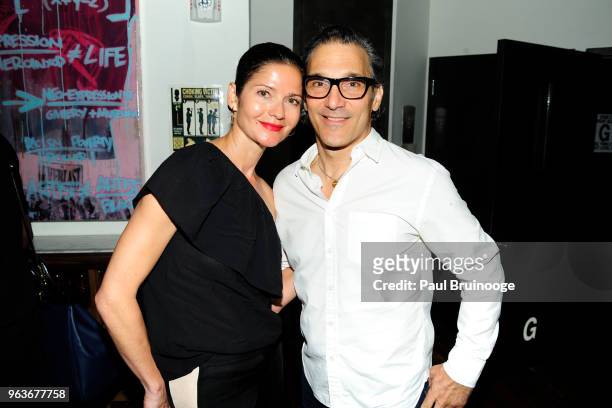 Jill Hennessy and Paolo Mastropietro attend Global Road Entertainment With The Cinema Society Host The After Party For "Hotel Artemis" at Society...