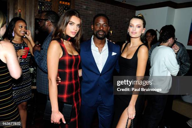 Rubina Dyan, Sterling K. Brown and Bregje Heinen attend Global Road Entertainment With The Cinema Society Host The After Party For "Hotel Artemis" at...