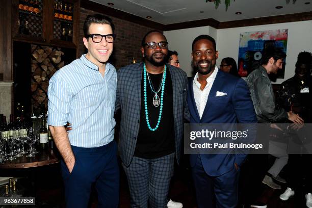 Zachary Quinto, Brian Tyree Henry and Sterling K. Brown attend Global Road Entertainment With The Cinema Society Host The After Party For "Hotel...