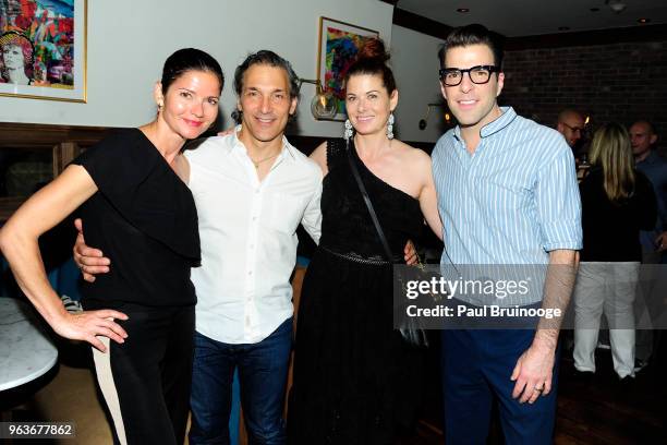 Jill Hennessy, Paolo Mastropietro, Debra Messing and Zachary Quinto attend Global Road Entertainment With The Cinema Society Host The After Party For...