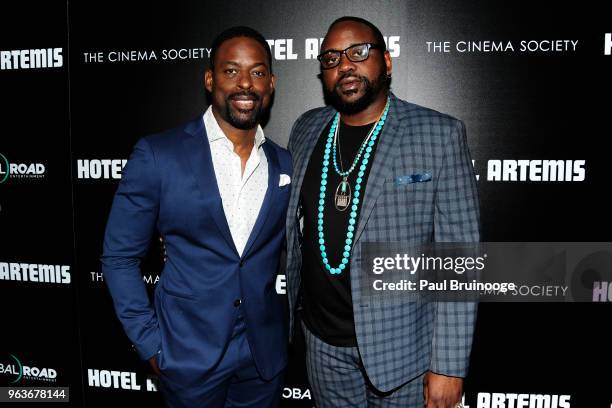 Sterling K. Brown and Brian Tyree Henry attend Global Road Entertainment With The Cinema Society Host A Screening Of "Hotel Artemis" at Laduree Soho...