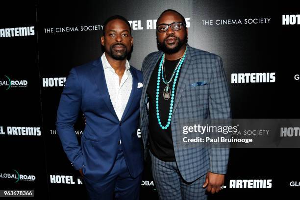 Sterling K. Brown and Brian Tyree Henry attend Global Road Entertainment With The Cinema Society Host A Screening Of "Hotel Artemis" at Laduree Soho...