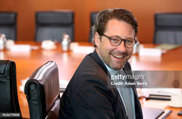 Transport and Digital Infrastructure Minister Andreas Scheuer arrives for the weekly German Federal Cabinet meeting on May 30, 2018 in Berlin,...