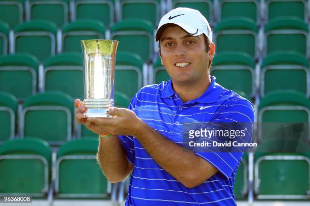 Francesco Molinari of Italy with his award for the November 2009 'Shot of the Month' during the Omega World Cup of Golf Golf in China as a preview...