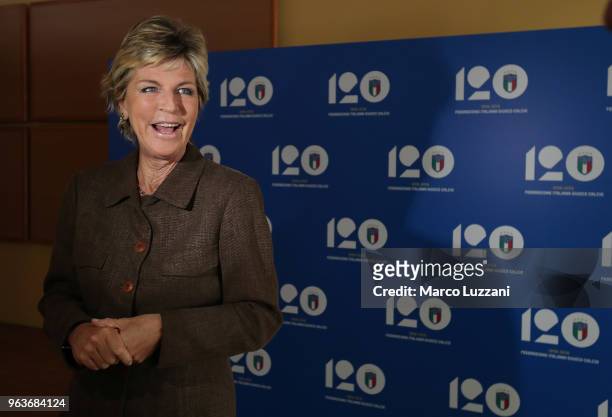 Evelina Christillin during the unveiling of 'Report Calcio', Italian Football Federation annual report, on May 30, 2018 in Milan, Italy.