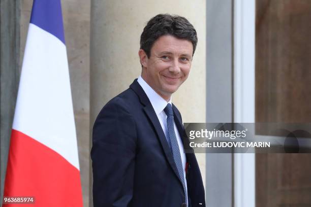 French Government's Spokesperson Benjamin Griveaux leaves the Elysee presidential palace after a weekly cabinet meeting, on May 30, 2018 in Paris.