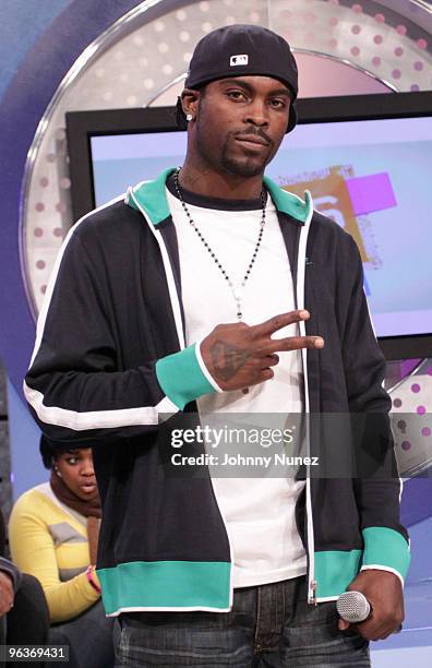 Player Michael Vick visits BET's "106 & Park" at BET Studios on February 2, 2010 in New York City.