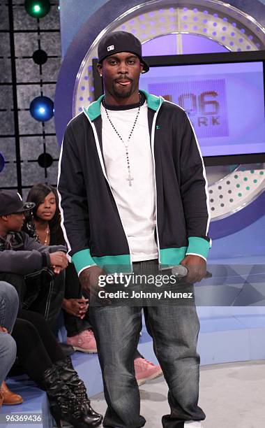 Player Michael Vick visits BET's "106 & Park" at BET Studios on February 2, 2010 in New York City.