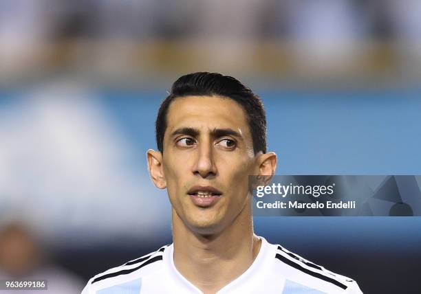 Angel Di Maria of Argentina looks on before an international friendly match between Argentina and Haiti at Alberto J. Armando Stadium on May 29, 2018...