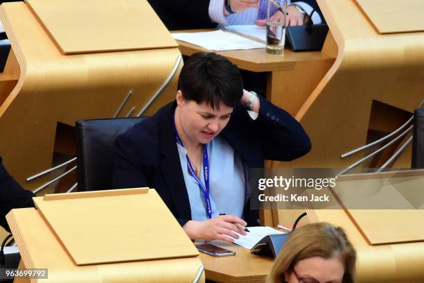 Scottish Conservative leader Ruth Davidson during a debate in the Scottish Parliament, the day after giving a lecture at Glasgow University which was...