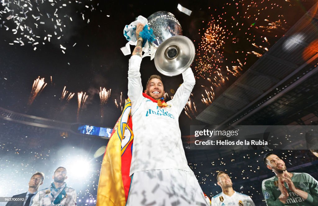 Real Madrid Celebrate After Victory In The Champions League Final Against Liverpool