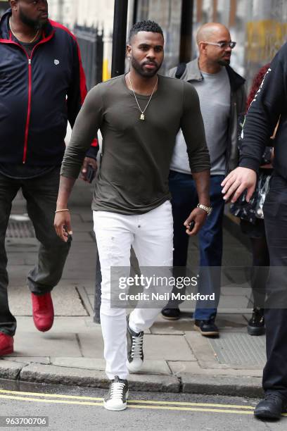 Jason Derulo seen arriving at KISS FM UK Radio Studios on May 30, 2018 in London, England.