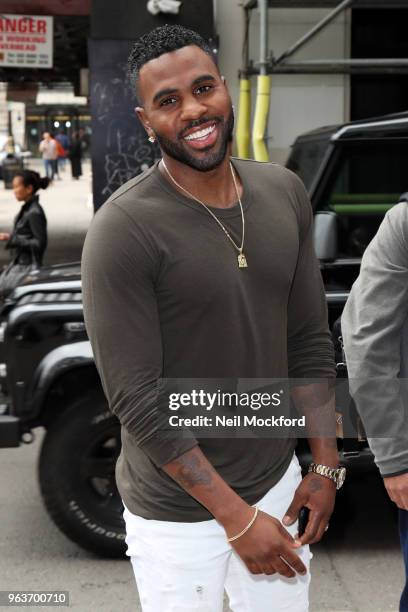 Jason Derulo seen arriving at KISS FM UK Radio Studios on May 30, 2018 in London, England.