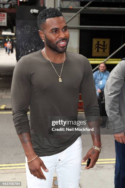 Jason Derulo seen arriving at KISS FM UK Radio Studios on May 30, 2018 in London, England.