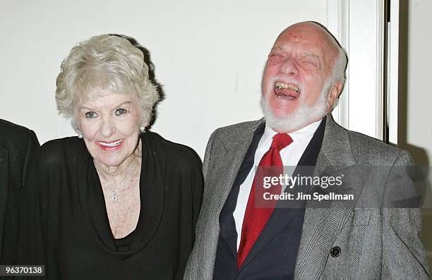 Elaine Stritch and Harold Prince attend the final night of "At Home At The Carlyle: Elaine Stritch Singin' Sondheim...One Song At A Time" at the Cafe...