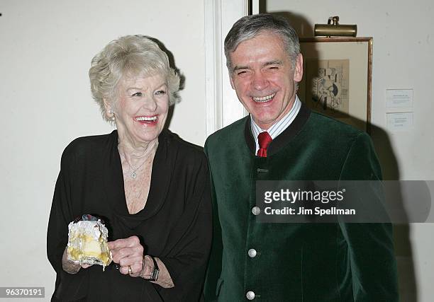 Elaine Stritch and Managing Director of The Carlyle Erich Steinbock attend the final night of "At Home At The Carlyle: Elaine Stritch Singin'...
