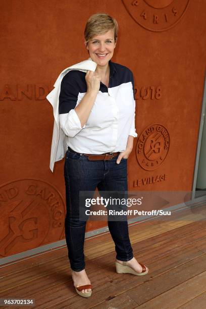 Hostess Celine Geraud attends the 2018 French Open - Day Four at Roland Garros on May 30, 2018 in Paris, France.