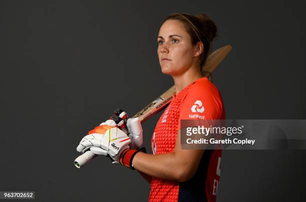 Natalie Sciver of England poses for a portrait on May 30, 2018 in Loughborough, England.