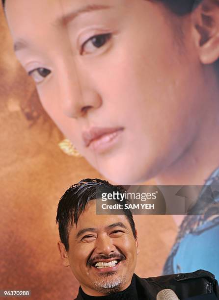 Hong Kong movie star Chow Yun-Fat attends a press conference to promote the film "Confucius" at a hotel in Taipei on February 3, 2010. The producer...