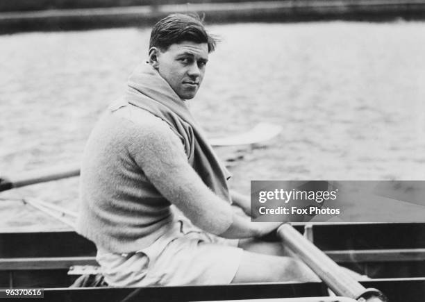 Cambridge student Ran Laurie in training for the Oxford and Cambridge Boat Race, 28th February 1935. Laurie later won a gold medal a gold medal in...