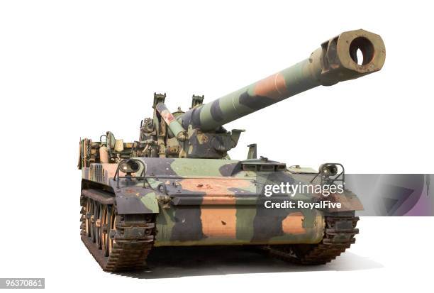 howitzer - armored tank stockfoto's en -beelden