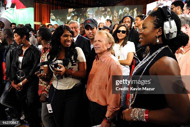 Singers Jennifer Hudson, Al Jardine, India.Arie and others at the "We Are The World 25 Years for Haiti" recording session held at Jim Henson Studios...