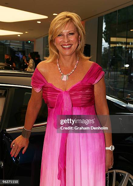 Personality Kerri-Anne Kennerley attends the opening of the world's latest Ferrari and Maserati dealership, Ferrari Maserati Sydney, at Elizabeth...