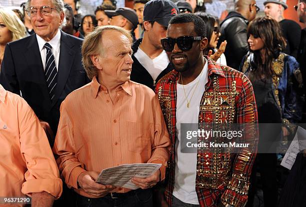 Musician Al Jardine and singer Kanye West at the "We Are The World 25 Years for Haiti" recording session held at Jim Henson Studios on February 1,...