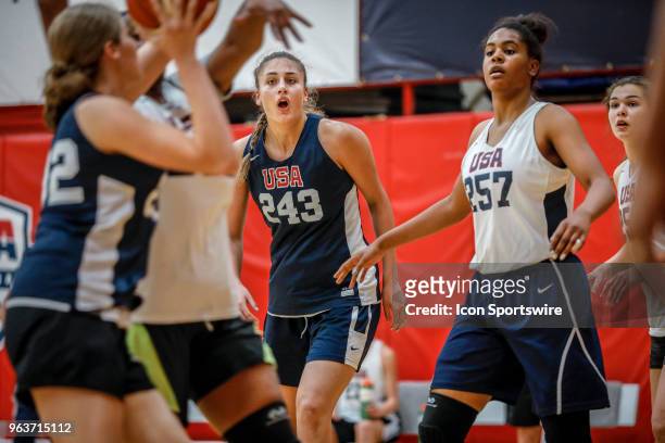 Kylee Watson of Linwood, N.J. Participates in tryouts for the 2018 USA Basketball Women's U17 World Cup Team at the United States Olympic Training...