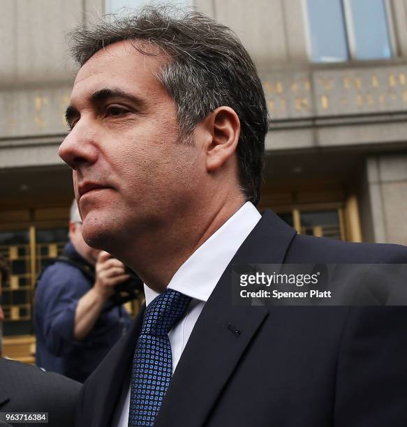 Michael Cohen, a longtime personal lawyer and confidante for President Donald Trump, leaves the United States District Court Southern District of New...