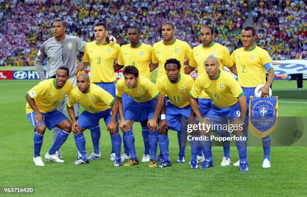 The Brazil team prior to the FIFA World Cup Group F match between Brazil and Croatia at the Olympiastadion in Berlin on June 13, 2006. Brazil won...