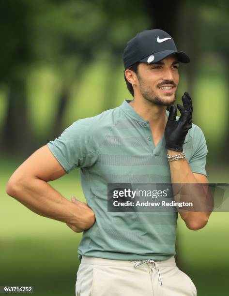 Mariano Di Vaio, Itaian blogger, is pictured during the Pro Am event prior to the start of the Italian Open at Gardagolf Country Club on May 29, 2018...