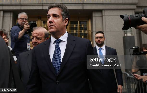 Michael Cohen, a longtime personal lawyer and confidante for President Donald Trump, leaves the United States District Court Southern District of New...