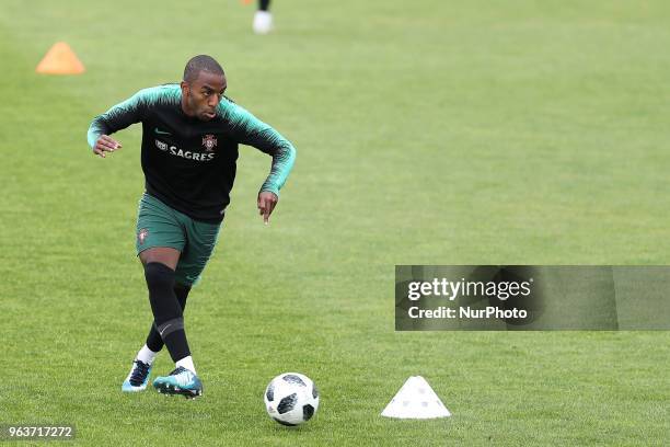 Portugal's defender Ricardo Pereira in action during a training session at Cidade do Futebol training camp in Oeiras, outskirts of Lisbon, on May 30...