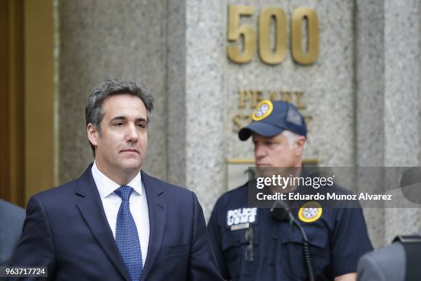 Michael Cohen, former personal lawyer and confidante for President Donald Trump, exits the United States District Court Southern District of New York...