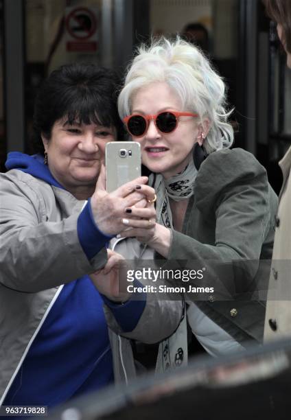 Cyndi Lauper seen leaving the BBC studios on May 30, 2018 in London, England.