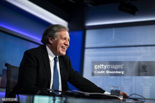 Luis Almagro, secretary general of the Organization of American States , smiles during a Bloomberg Television interview in Washington, D.C., U.S., on...