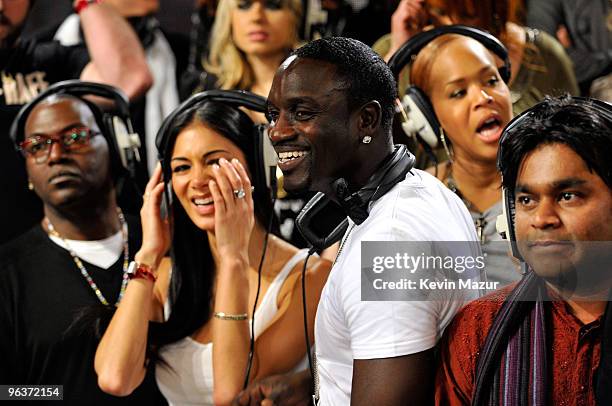 Singers Randy Jackson, Nicole Scherzinger, Akon, A.R. Rahman and others at the "We Are The World 25 Years for Haiti" recording session held at Jim...