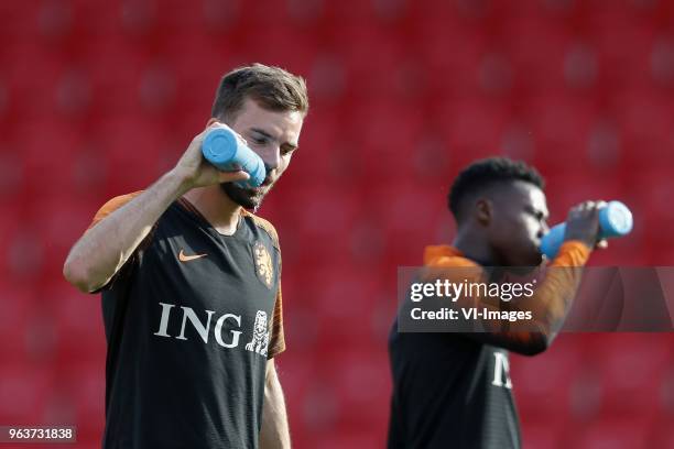 Davy Propper of Holland, Eljero Elia of Holland during a training session prior to the International friendly match between Slovakia and The...