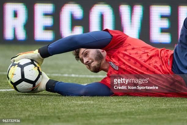 United States goalkeeper Alex Bono warms up prior to the international friendly match between the United States and Bolivia at the Talen Energy...