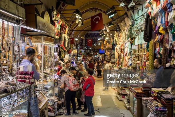 People shop in Istanbul's famous Grand Bazaar on May 30, 2018 in Istanbul, Turkey. Fears are growing that Turkey's economy is heading into crisis as...