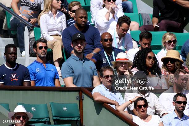 Patrick Mouratoglou, coach of Serena Williams, Alexis Ohanian, husband of Serena Williams of USA, Jill Smoller, Serena's agent, Isha Price, sister of...