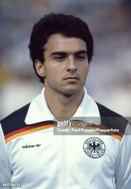 Hansi Müller of West Germany lines up before the UEFA Euro 1980 Final between Belgium and West Germany at the Stadio Olympico on June 22, 1980 in...